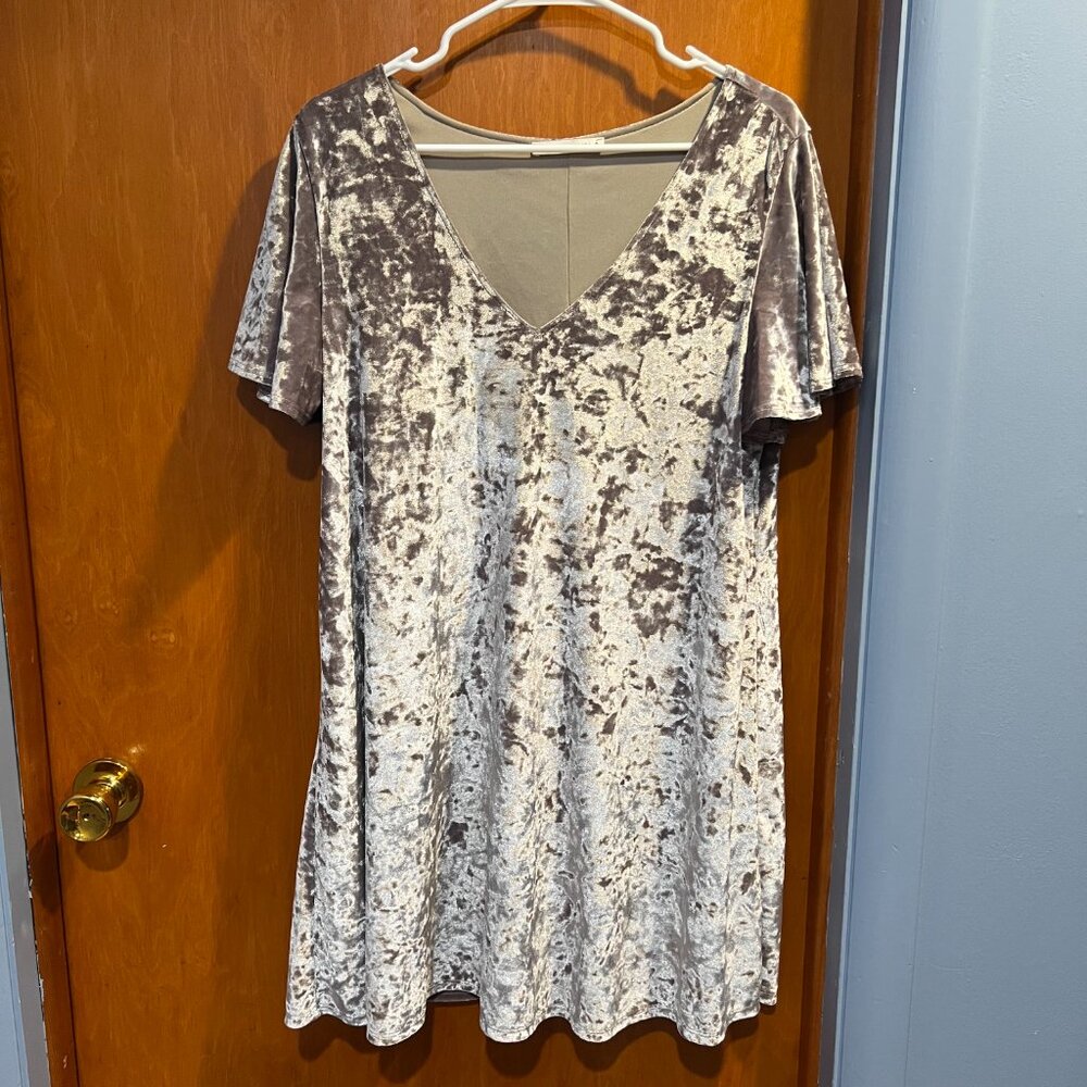 Crushed Velvet A-Line Dress